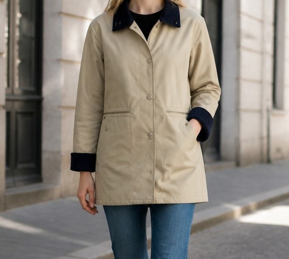 Amanda Smith Women's Size 12 Tan Brown Button-Up Lined Mid Length Coat